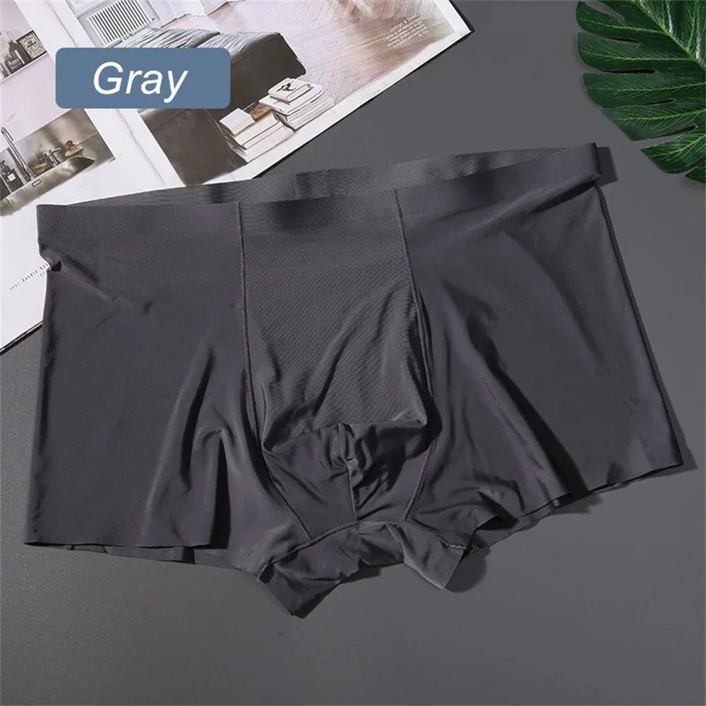3PCS High Quality Men's Ice Silk Underwear Summer Thin Breathable Seamless Panties Sexy Male Underpants Plus Size.