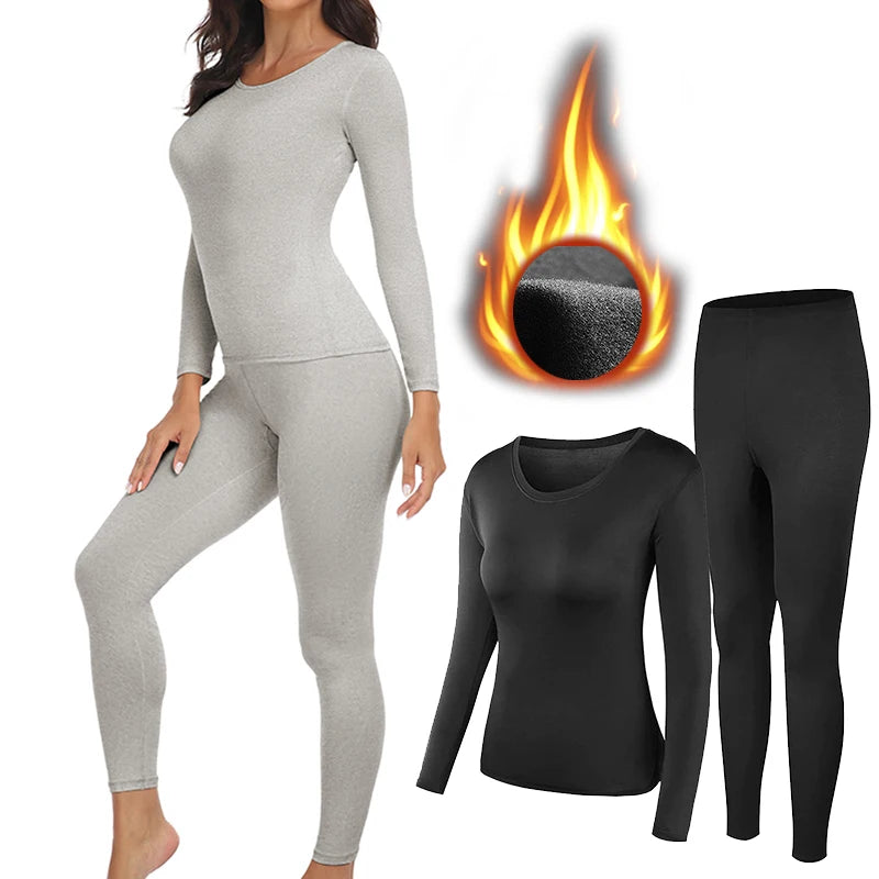 2 pack Women Thermal Underwear Long Johns Fleece Lined  Top Bottom﻿
