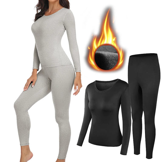 2 pack Women Thermal Underwear Long Johns Fleece Lined  Top Bottom﻿