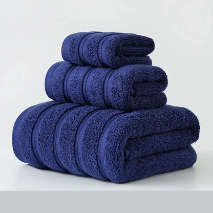 Luxurious 100%Cotton Towel Set Bunndle,Ultra Soft Blue Hand+Face+Bath Towel.