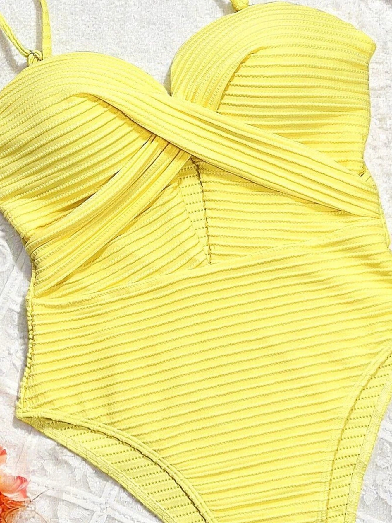 Sexy Yellow Swimwear, Women 2026 Hollow Out Cross Tummy Control One Piece Swimsuit Backless Bathing Suit.