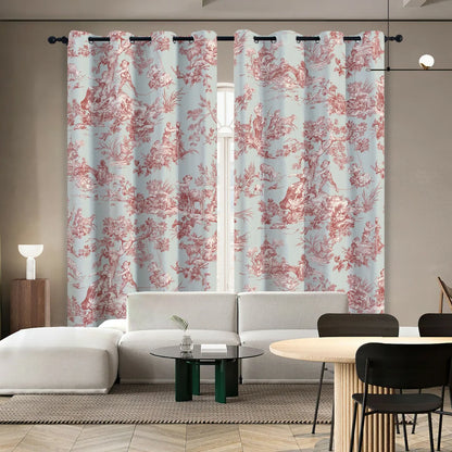 2 Panels Blackout Toile Curtains for Bedroom, 84 Inch Length Drapes.