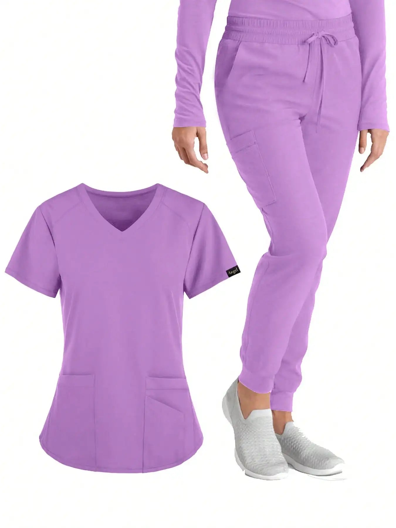 (Four-piece set) Scrubs Uniform Women's, Elastic Sports Nurse Uniform, Breathable Scrub.