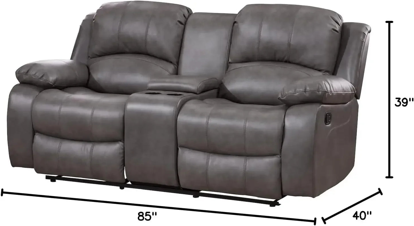 2PC Leather Air Reclining Sofa Loveseat Set. Multiple Colors (Gray)