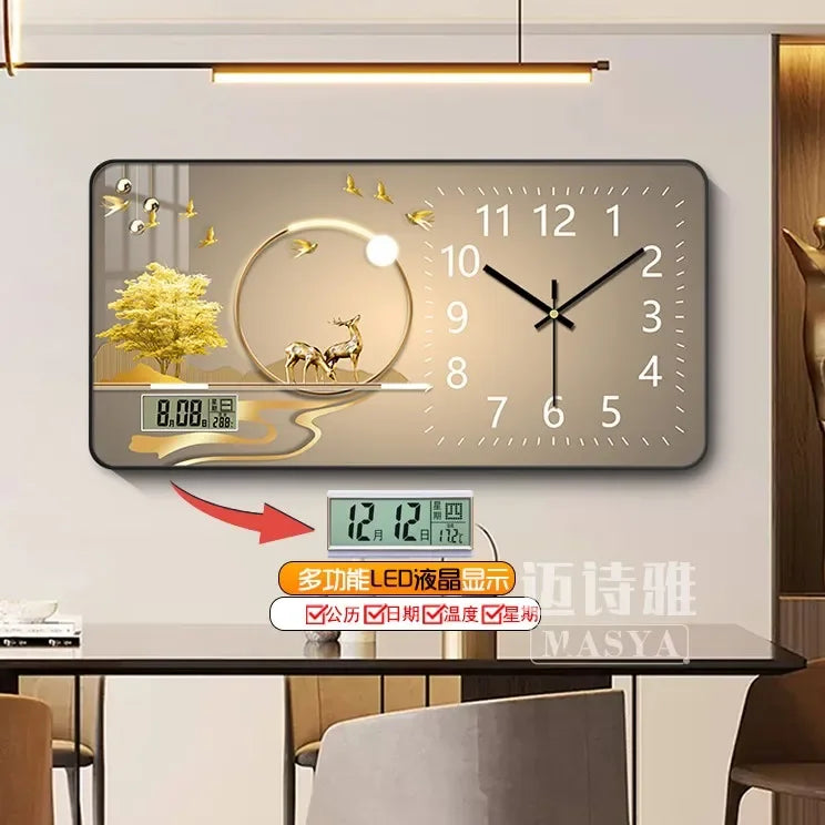 Digital Luxury Large Wall Clock, silent Timepiece,  Living Room Decorations!!