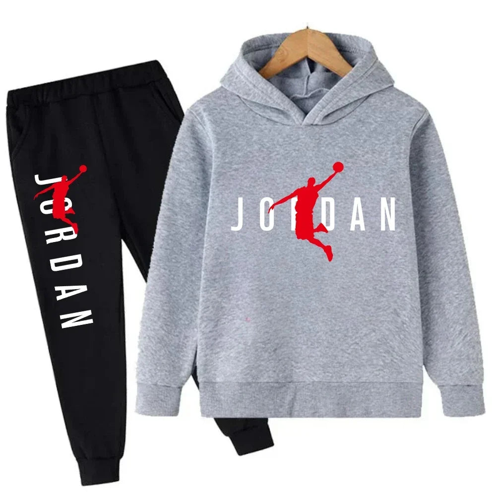 Warm Slam Dunk Master Pattern Printed Children Set, Hoodie+Pant Suit 2pcs Set.