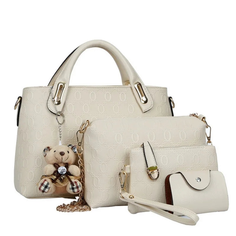 Multifunction 4pcs/Set Women Bag, PU Leather Luxury Designer Bags Handbag, Messenger Bag, Shoulder Bag, Wallet.