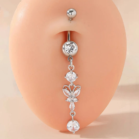 Trendy Body Piercing Jewelry with  Flower Fringe Navel Ring Belly Button