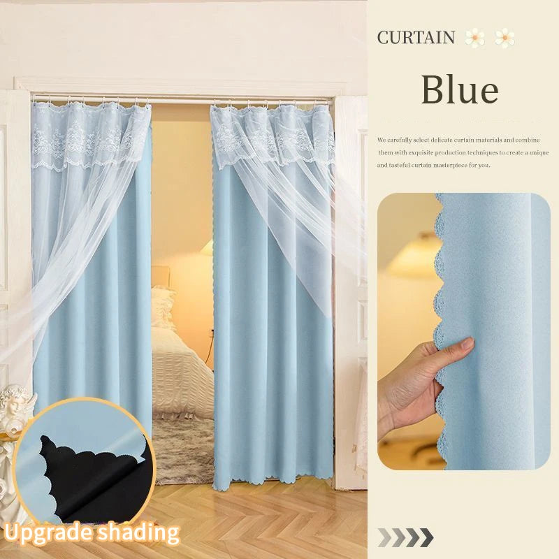 Curtains for Window Room Decoration, Lace Curtains Double Layers Blackout Curtains.