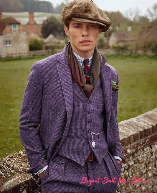 Men 3 Piece Suit (Jacket+Pants+Vest) wool blend suit set, Big size outdoor sports, casual 3 piece Suit.