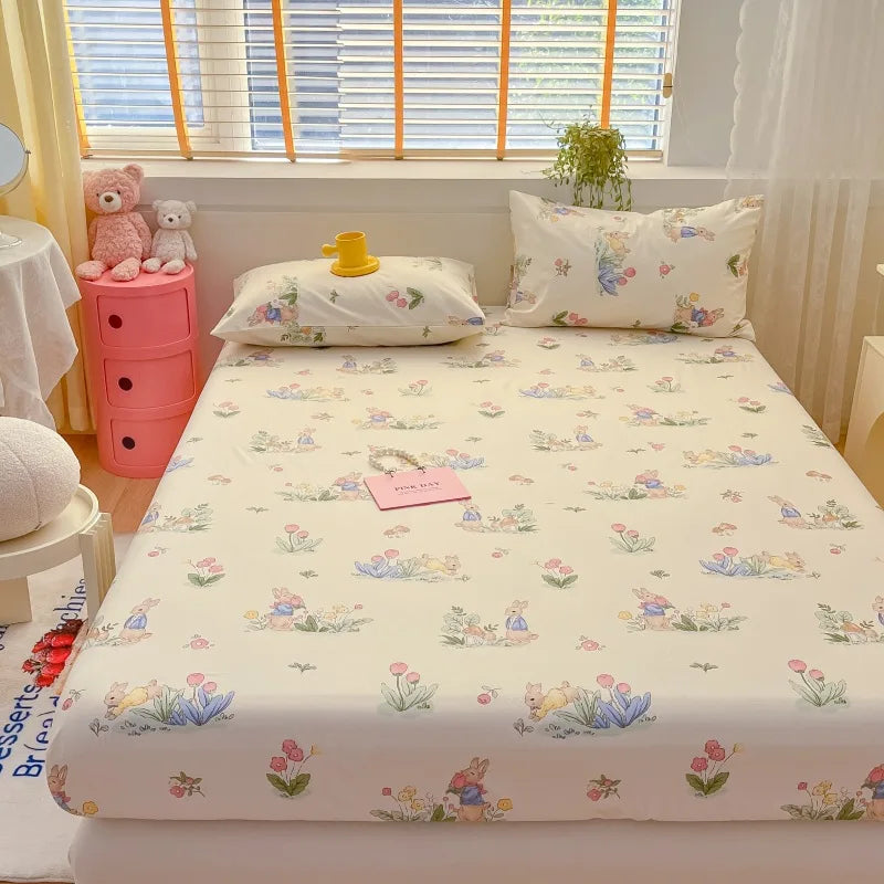 2025 New 100% Cotton Bed Sheet Flower Series Double , King Sheets For Girls, Boys, Single, Queen King Size