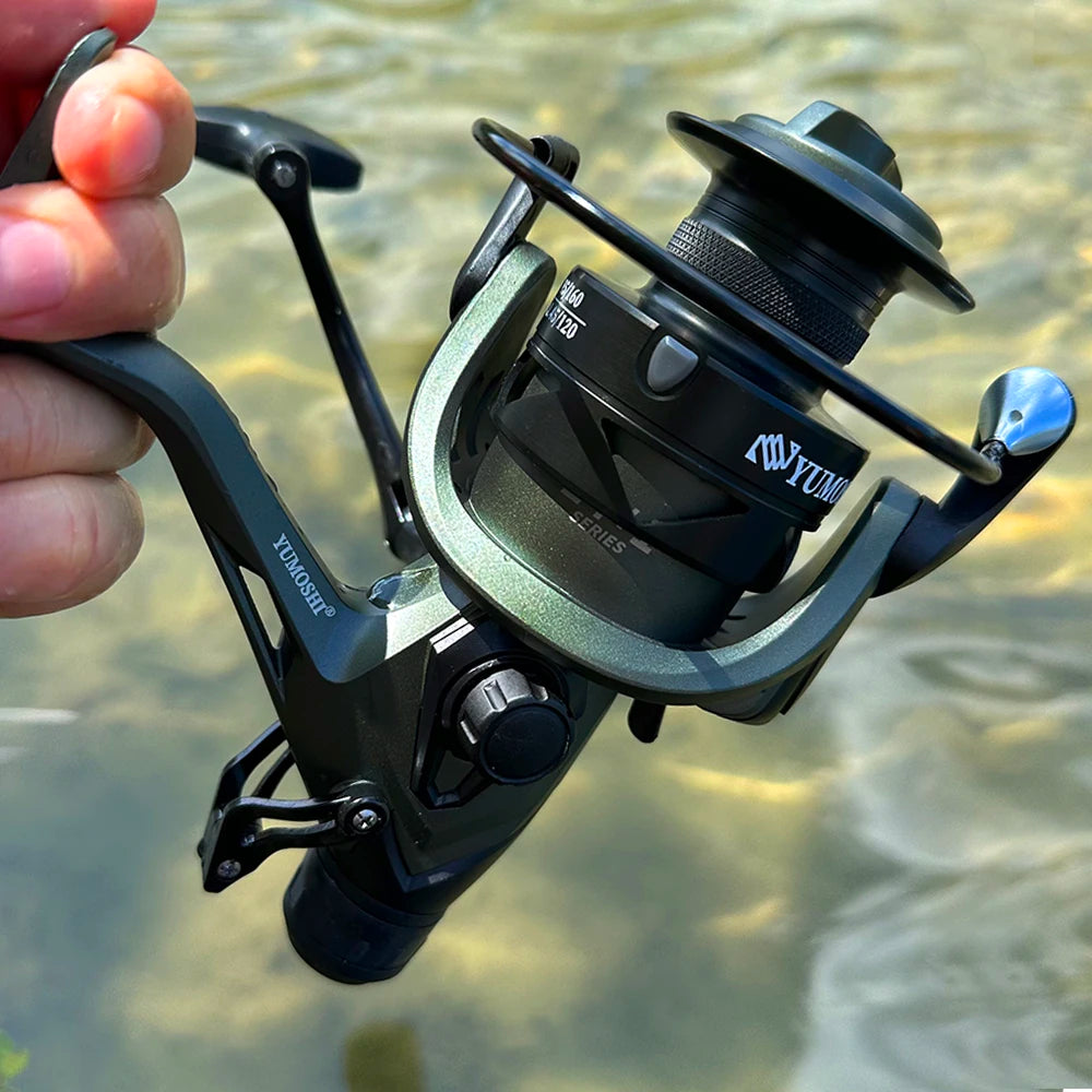 Dual Brake Spinning Reel Lightweight Front Rear Brakes, Aluminum Alloy Spool ,All Waters Fishing.