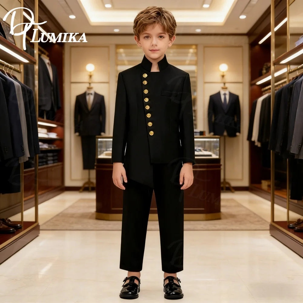 Black 2PCS Boys Formal Suit Set, Brand Selection For Kids Aged 3-14 Yrs.