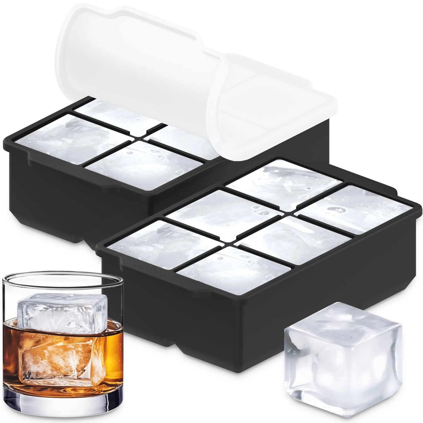 4/6/8/15Grids Silicone Ice Cube Molds ,Spherical Ice Molds Reusable Whiskey Ice Cube Molds.