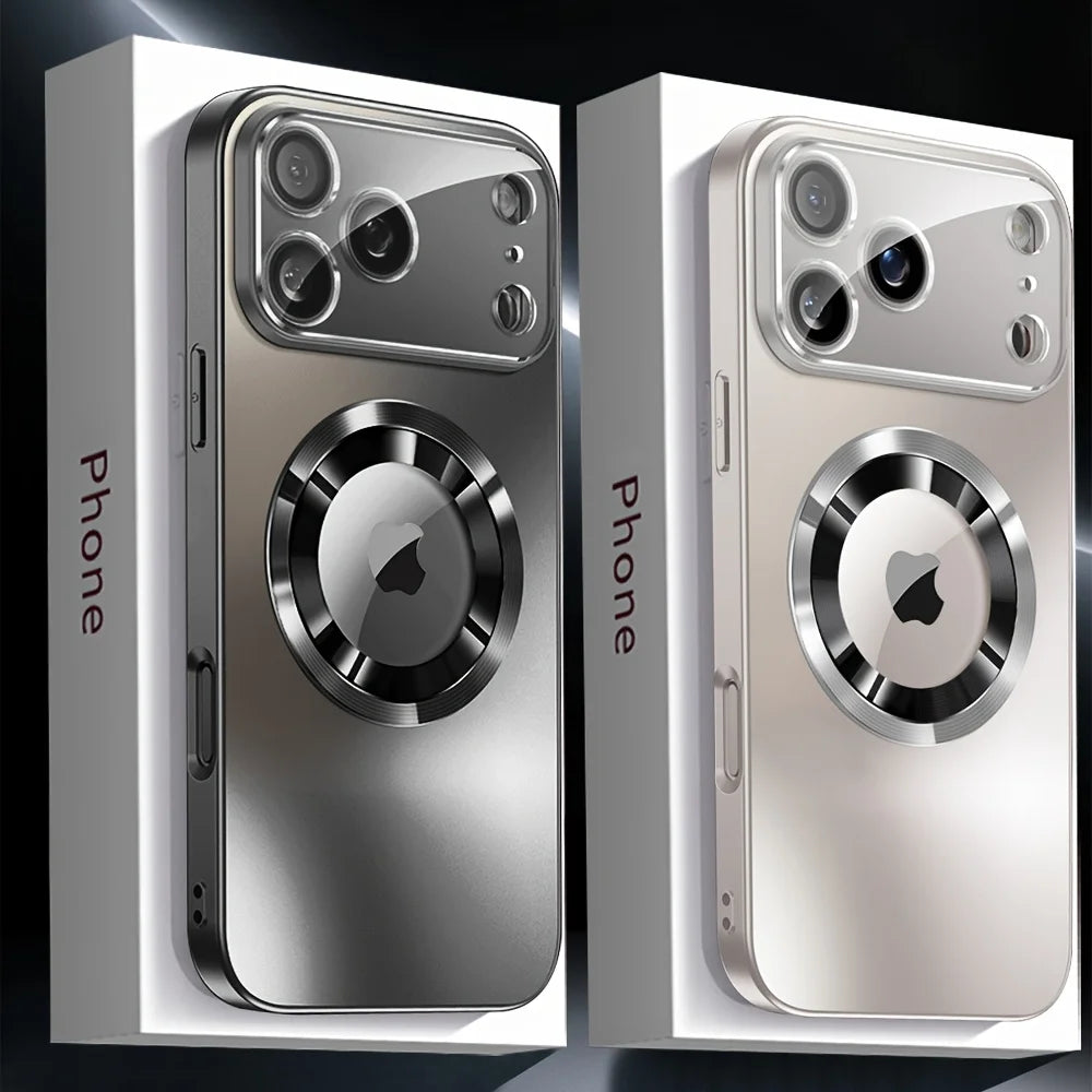 Luxury Titanium Metallic Matte Case For iPhone 17 16 15 14 13 12 11 Pro Max Plus For Mag safe Glass Lens Protection back Cover.