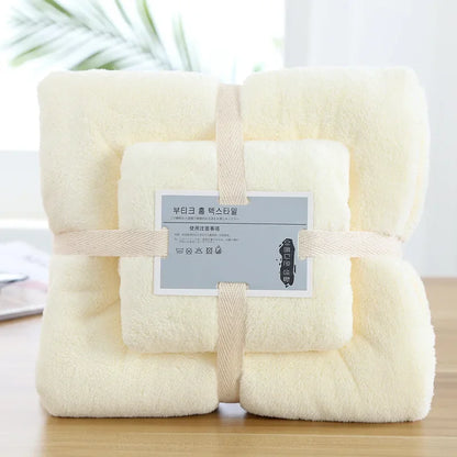 2pcs Set Luxury Super Large Towel Coral Fleece Bath Towel  Set for Adults 70x140cm 35x75cm