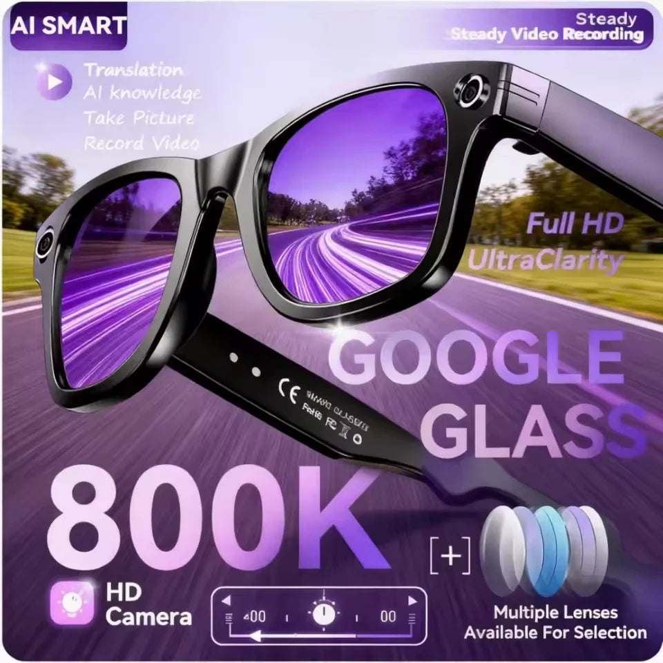 New 800W Camera AI Glasses, Color-Changing Smart Translation Glasses, Photo, Video Recording, Waterproof, Call Smart Sunglasses.
