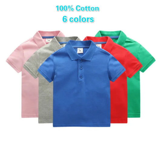 Kids Boys Solid Color Cotton Polo Shirts 2025. Tops Tee Girls Baby Lapel  Shirt Age 1-10T