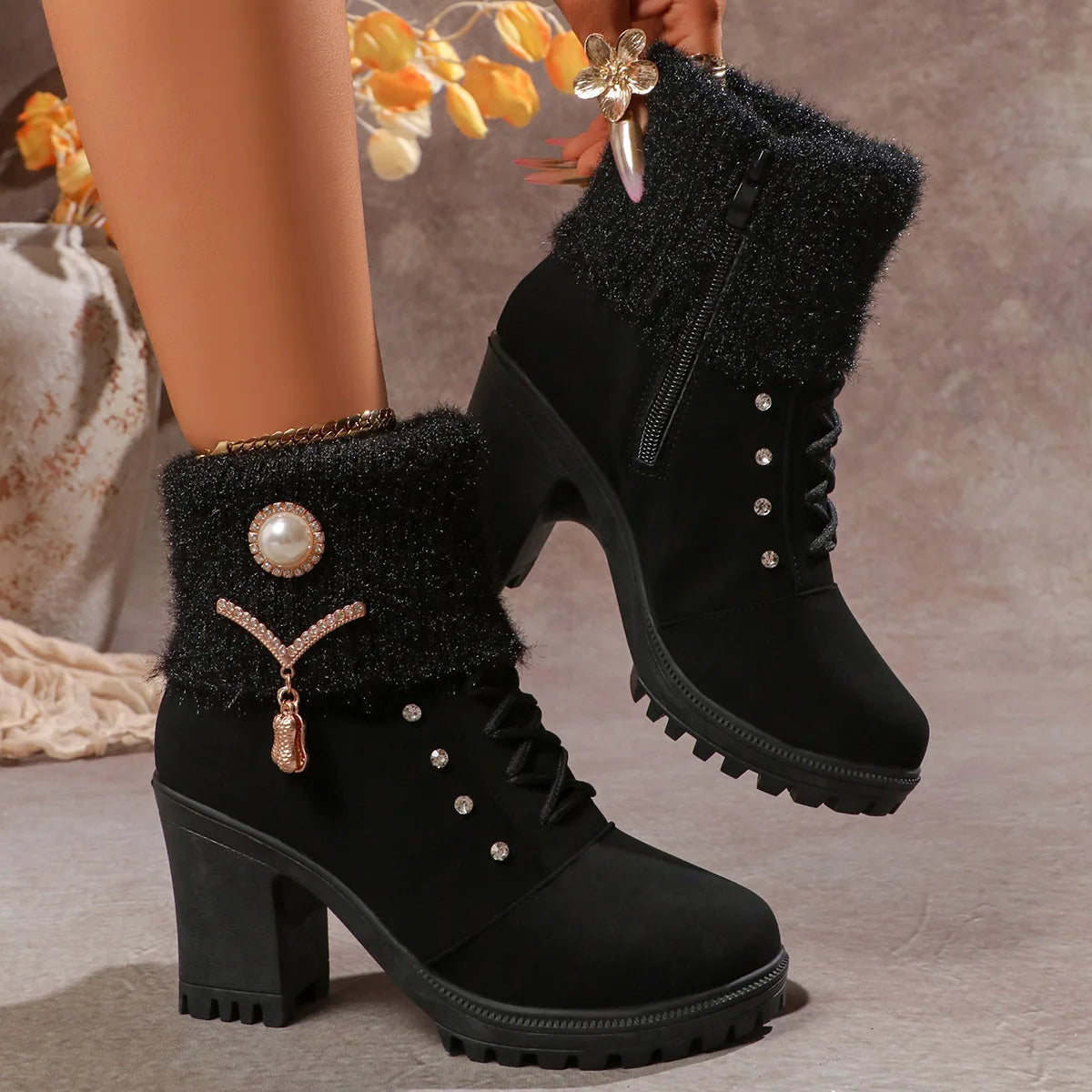 Women Boots Winter Designer High Heels Shoes for Women