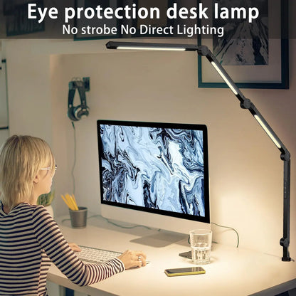 LED Desk Lamp with  Flexible 4 sections Swing Arm  4 Color Modes & 5 Brightness