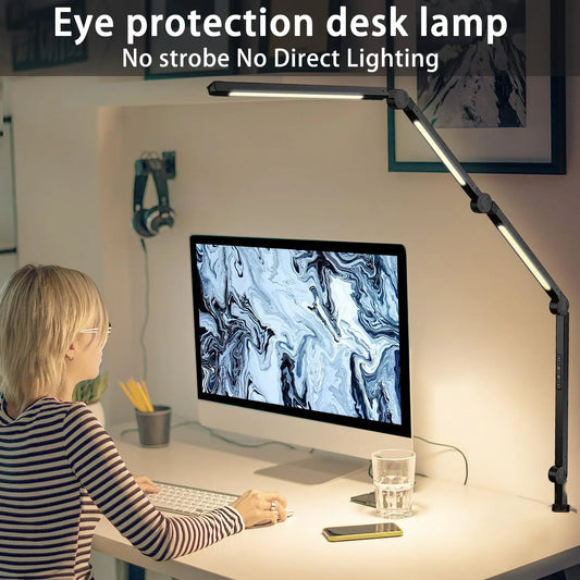 LED Desk Lamp with  Flexible 4 sections Swing Arm  4 Color Modes & 5 Brightness