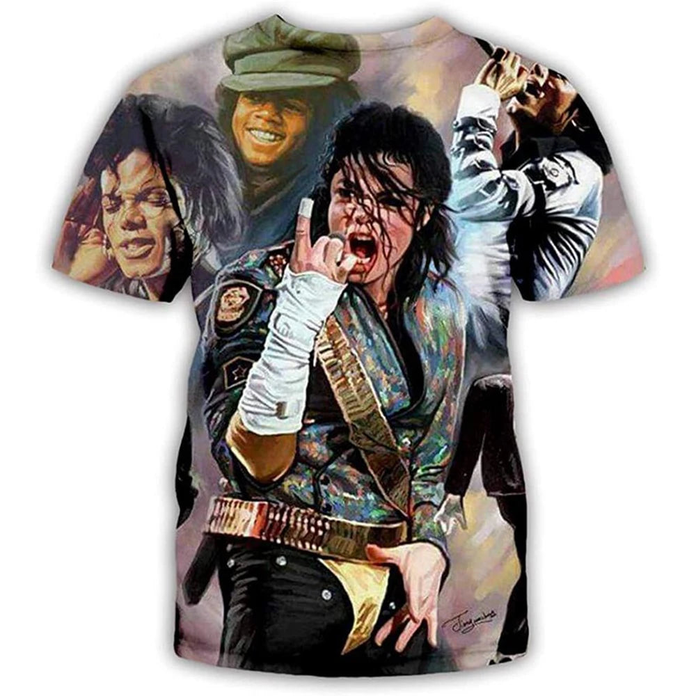 Summer fashion Michael Jackson hip-hop retro casual men streetwear short sleeved.