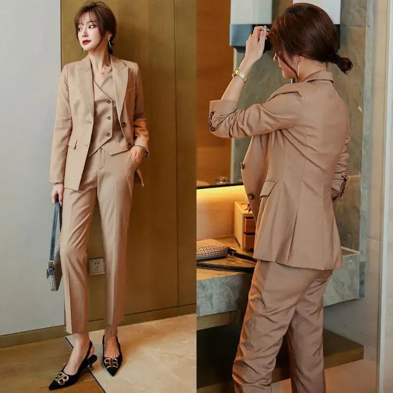 Wear To Work Business Professional Blazer, and Trouser Suit Women 2 Pant Sets.