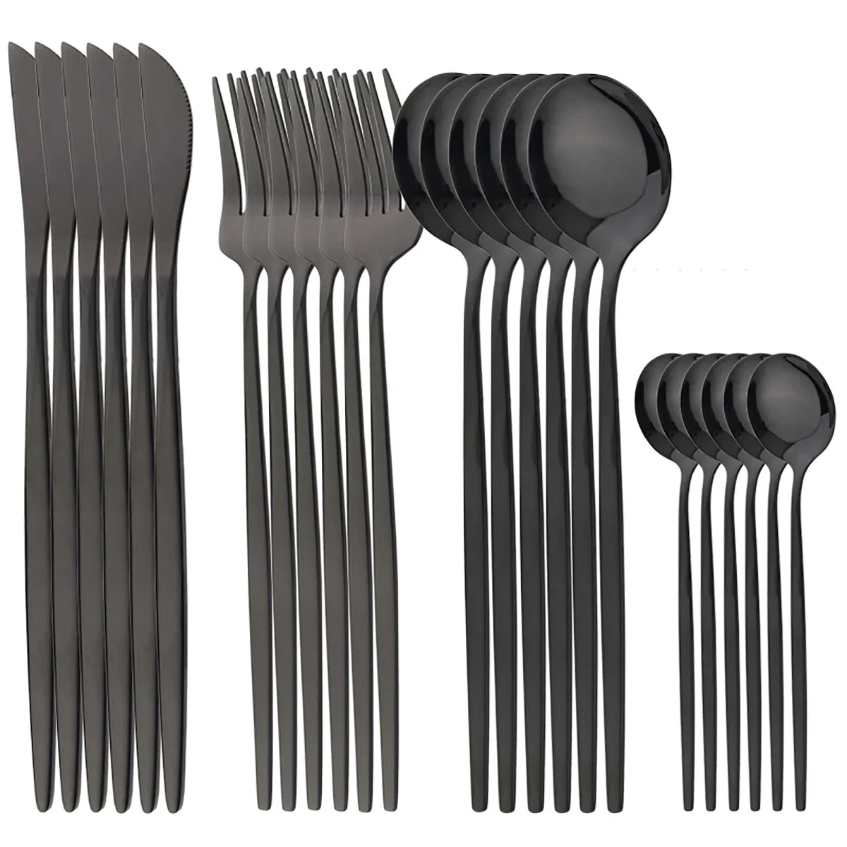 24pcs Dinnerware Set Stainless Steel  Polished, Dishwasher Safe, Knives Forks & Spoons