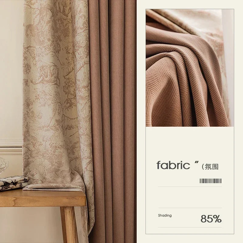 Rideaux pour Salon Chambre à Coucher, Rideaux Occultants à Chevrons en Chenille Beige, Isolation Thermique pour la Maison