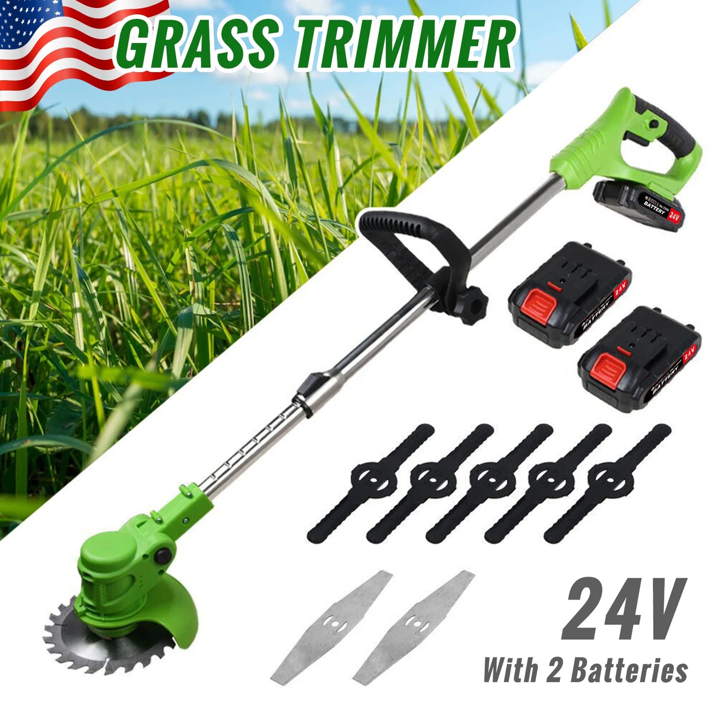 Weed Trimmer Electric Brushless  Fast Charger With 2 batteries