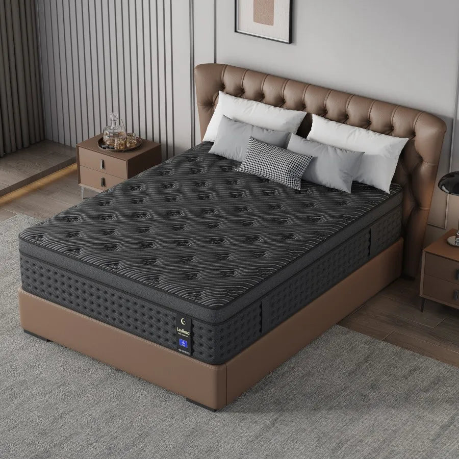 LayRoad 12/14Inch Memory Foam Spring Mattress Single/Double/Queen/King Sizes Boxed Mattress Medium Firmness Pressure Relief.