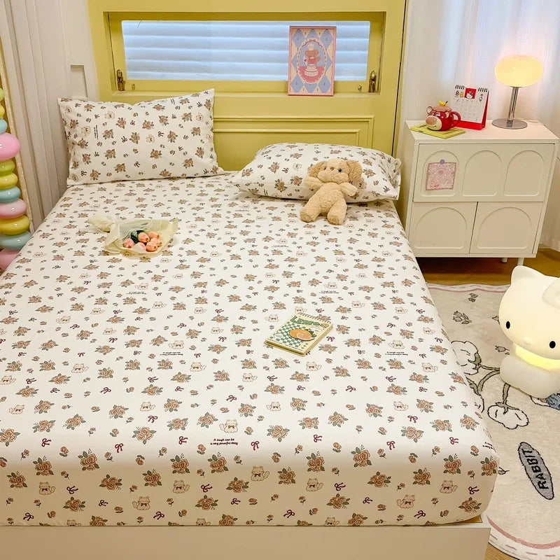 2025 New 100% Cotton Bed Sheet Flower Series Double , King Sheets For Girls, Boys, Single, Queen King Size