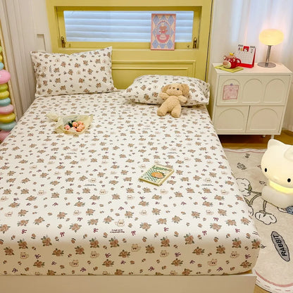 2025 New 100% Cotton Bed Sheet Flower Series Double , King Sheets For Girls, Boys, Single, Queen King Size