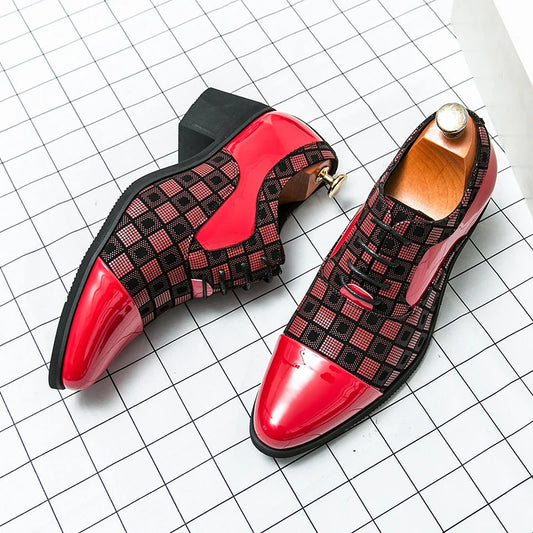 Luxury Red Men High Heel Shoes 2024 Designer Pointed Dress Shoes For Men Leather Oxfords.