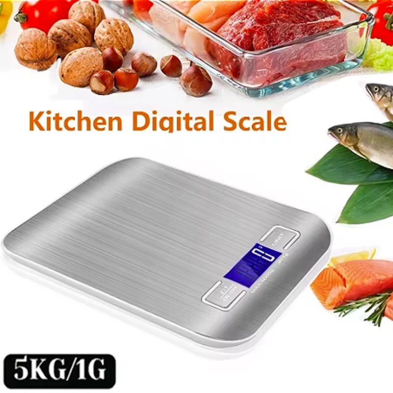 5kg/1g Digital Kitchen Scale, LED Stainless Steel High-precision Electronic Scales, Home Jewelry, Food Weighing Baking Tools.
