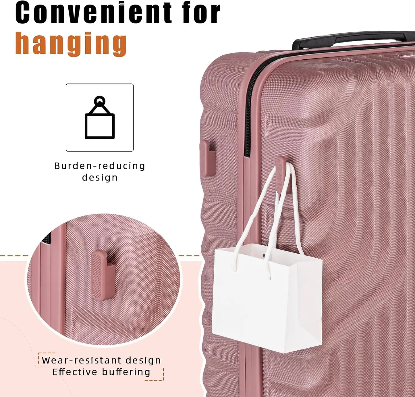 Luggage Sets Suitcase Sets, Double Rotatable Detachable Wheels(RoseGold,20"/24"/28"/DB/TB).