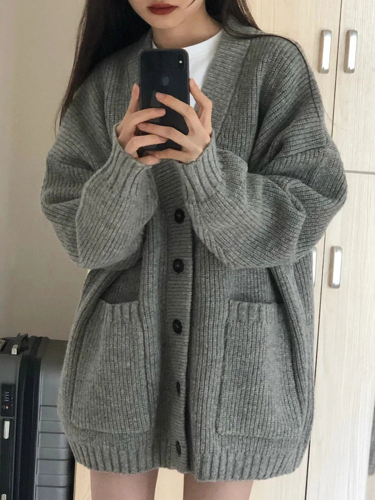 Women Cardigan Sweater, Fashion Long Sleeve V-neck  Casual Sweater.