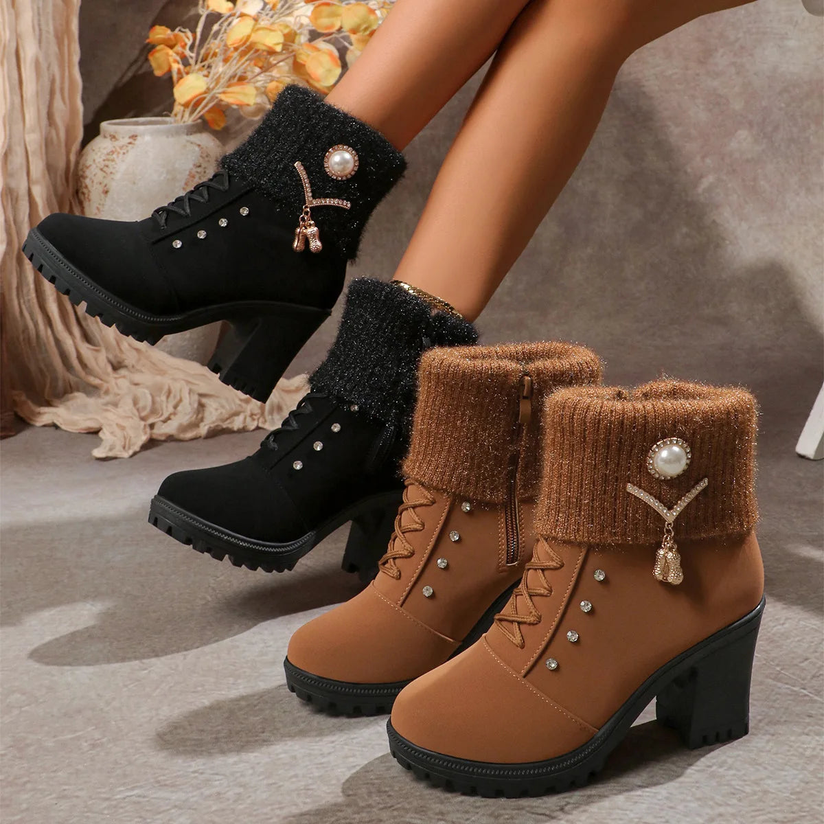 Women Boots Winter Designer High Heels Shoes for Women