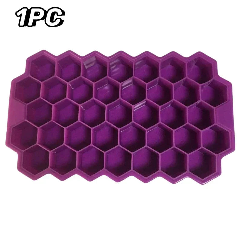 37 Grid Ice Cube Trays Freezer with Lid, Silicone for Small Ice Cube Molds, Easy-Release Reusable.
