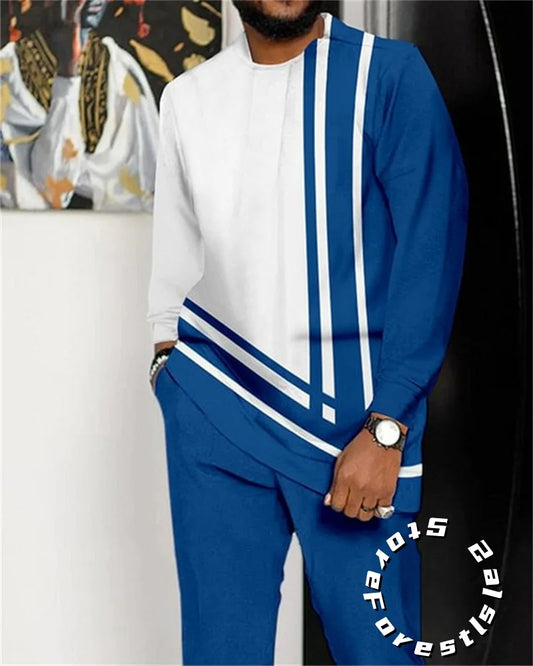 African Clothing Set for Men Casual Walking Suit Over size Streetwear.