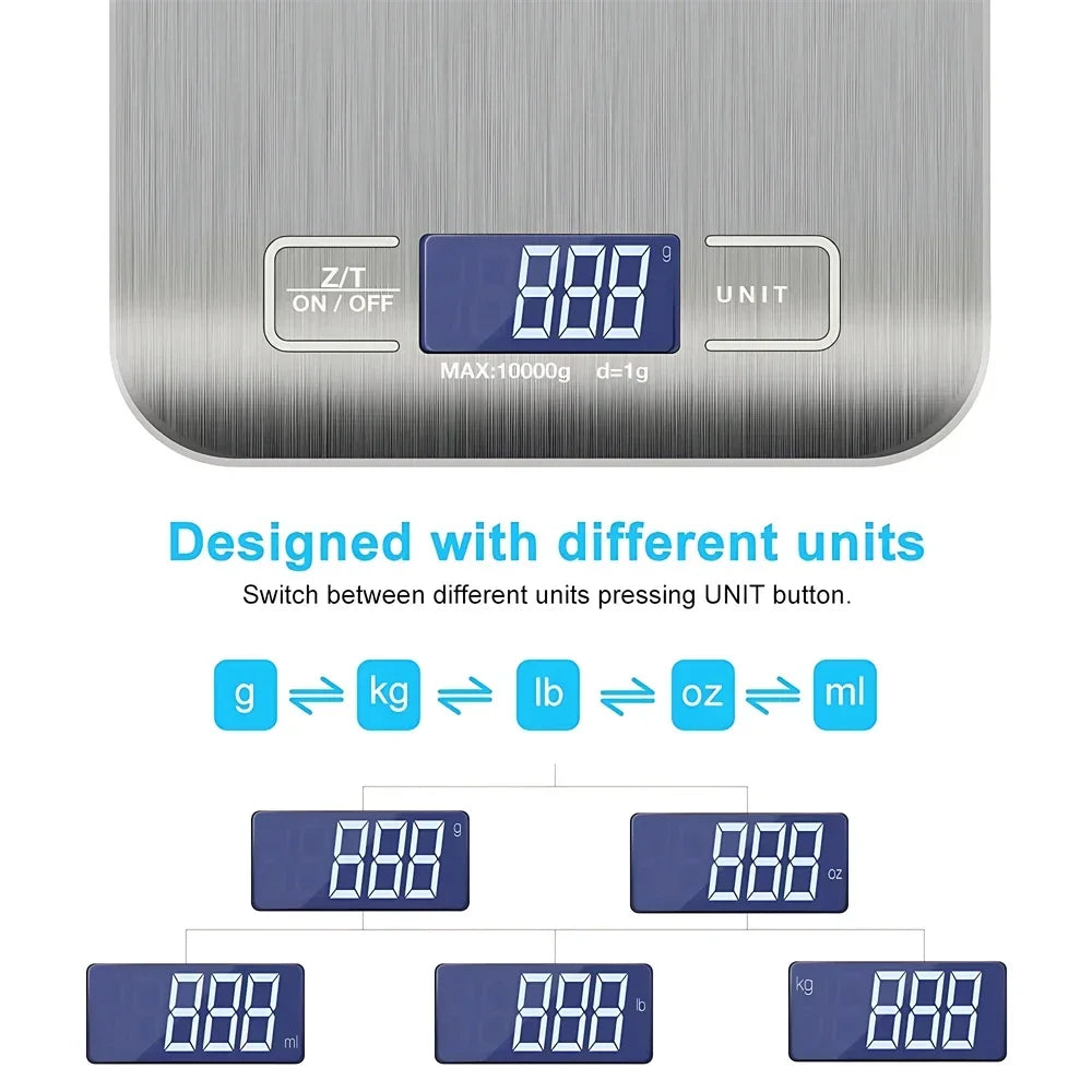 5kg/1g Digital Kitchen Scale, LED Stainless Steel High-precision Electronic Scales, Home Jewelry, Food Weighing Baking Tools.
