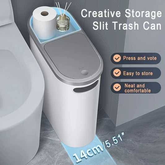 2/1 Pack Bathroom Trash Can, Small and Durable Trash Can with Built-in Handle, Easy to Clean Rust-proof.
