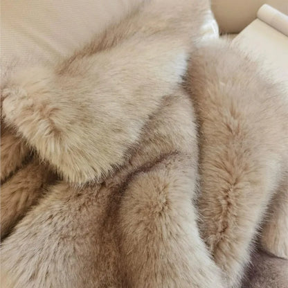 Winter Lapel Gradual Fox Fur Jackets Women Coat Short