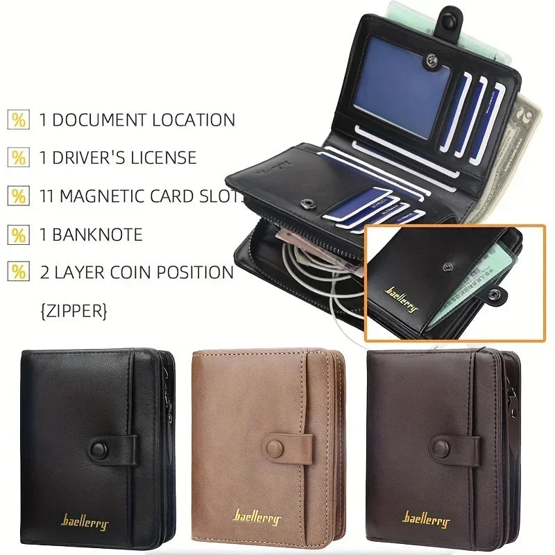 Custom Engrave Name High Quality Man Short Wallets, Personalized Name, Zipper Coin Pocket Wallet, Christmas Father's Day Gift.