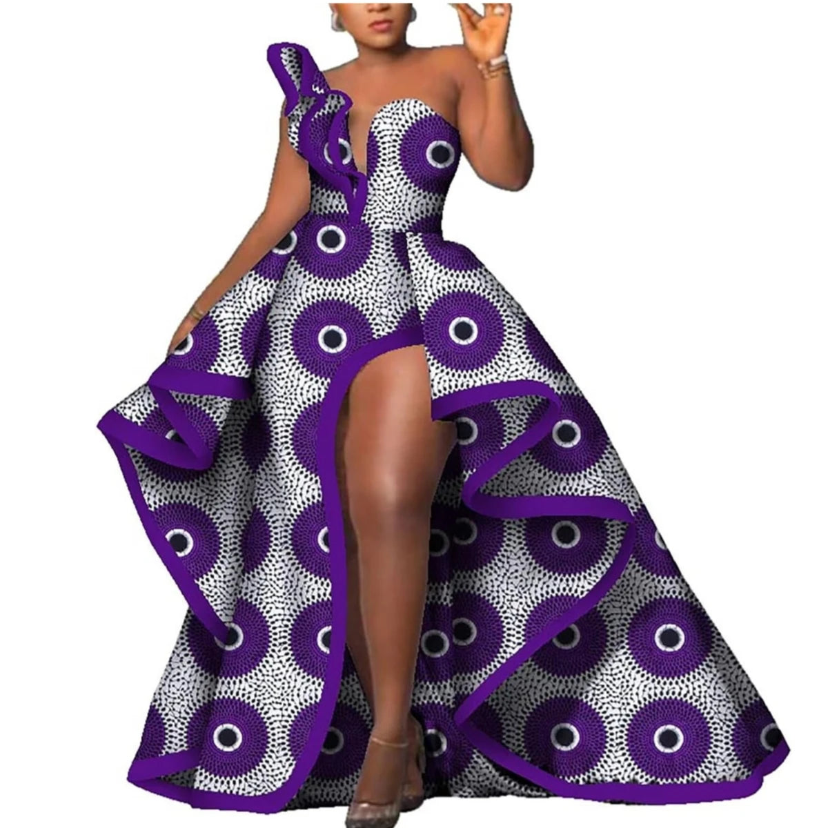Dashiki Party Dresses Fashion Robe Floral Print Maxi, Long Strapless African Dresses for Women WY6981.