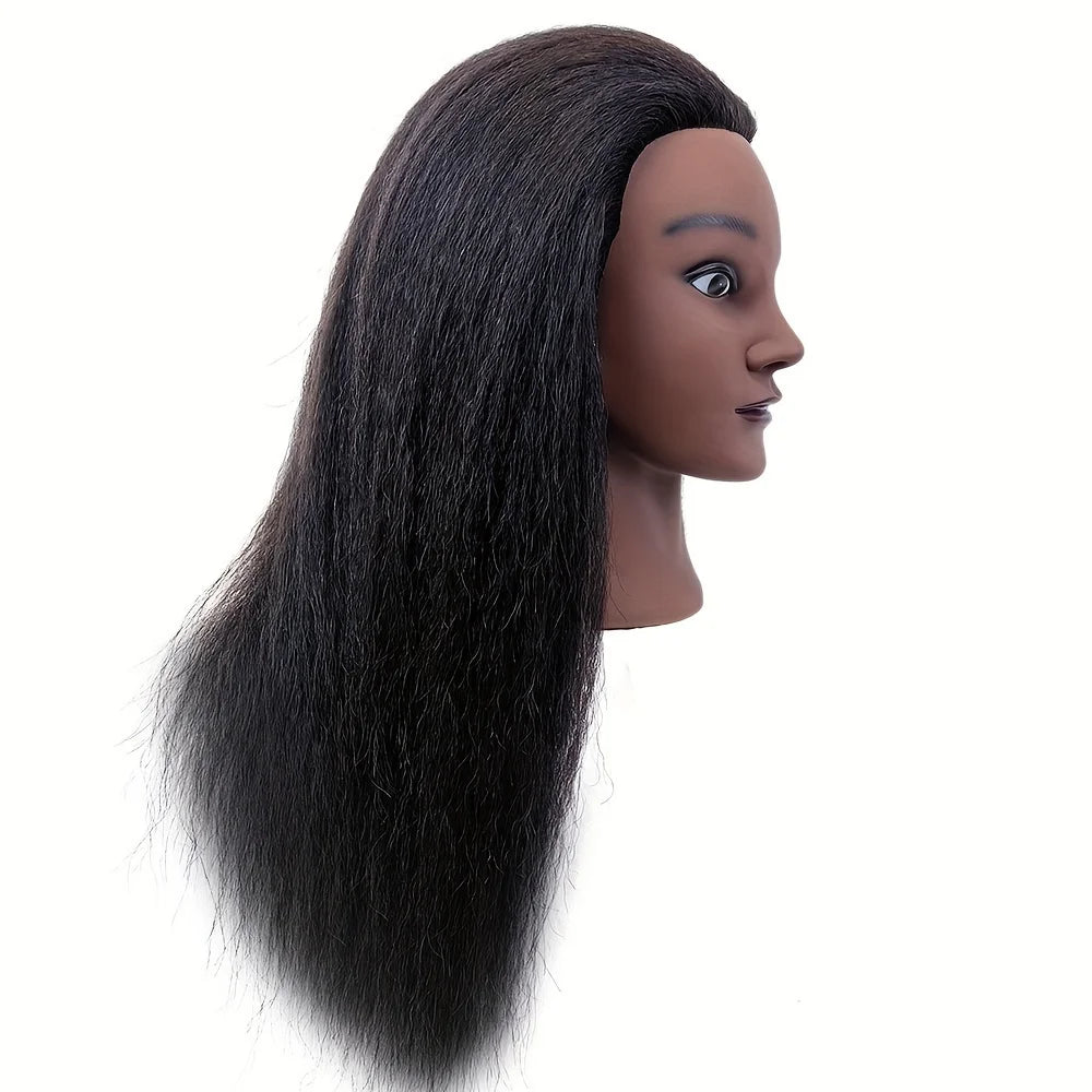 18 Inch Real Hair Mannequin Head Training Head For Hairdresser Practice.