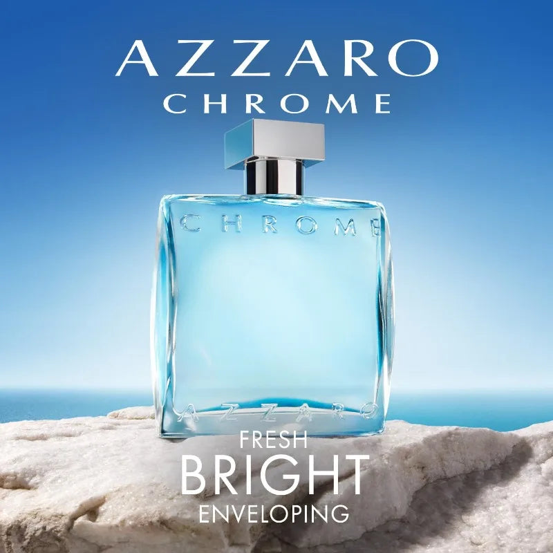 Azzaro Chrome Eau de Toilette, Fresh Aquatic Men Cologne Citrus, Woody, Musky Fragrance Luxury Perfumes for Men.