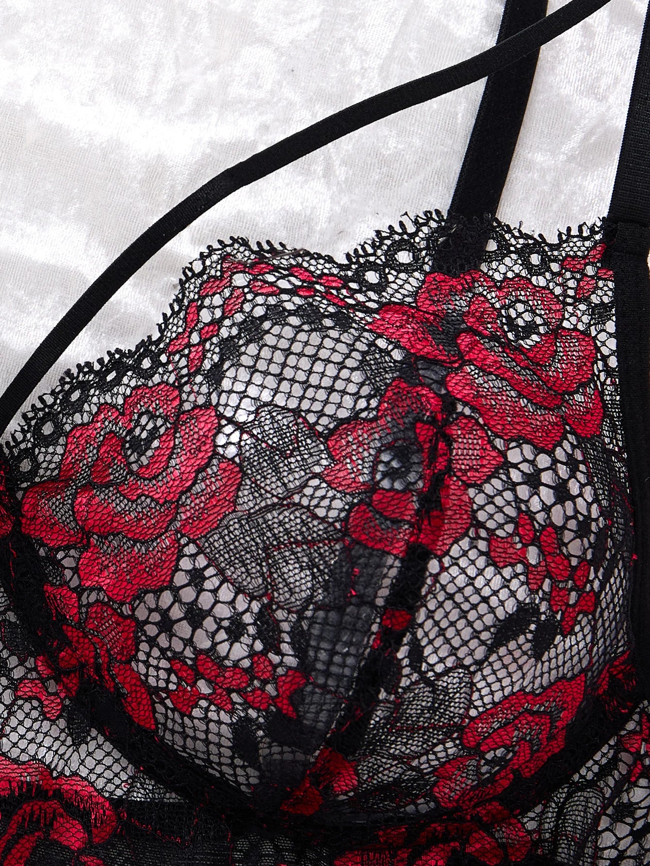 Ladies Sexy Lace Black Strapless Nightgown, Transparent Lace Nightgown, Floral Pattern Strapless.