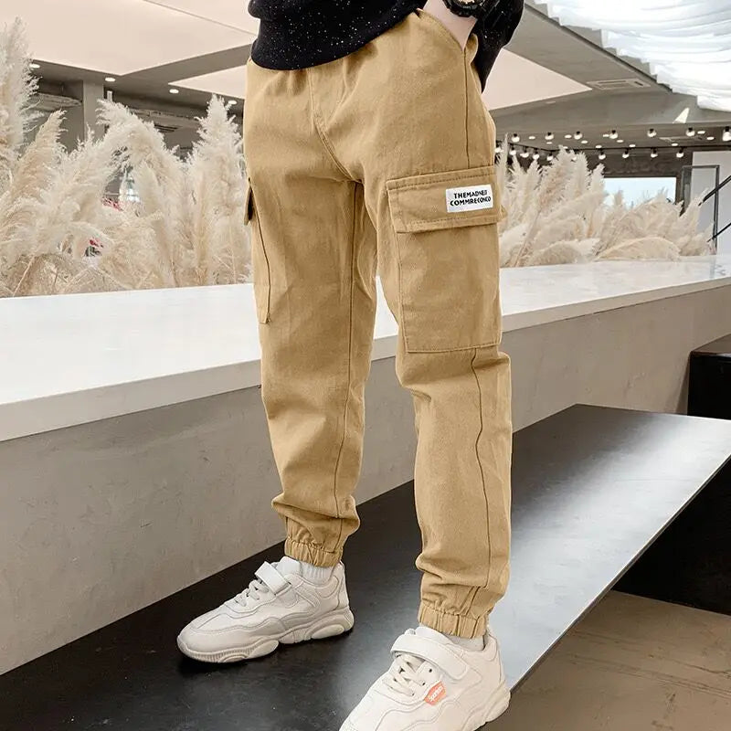 Cargo Pants Spring Autumn Thick Boys Trousers, Casual Kids Sport Pants Teenage Clothes For  4-11Year.