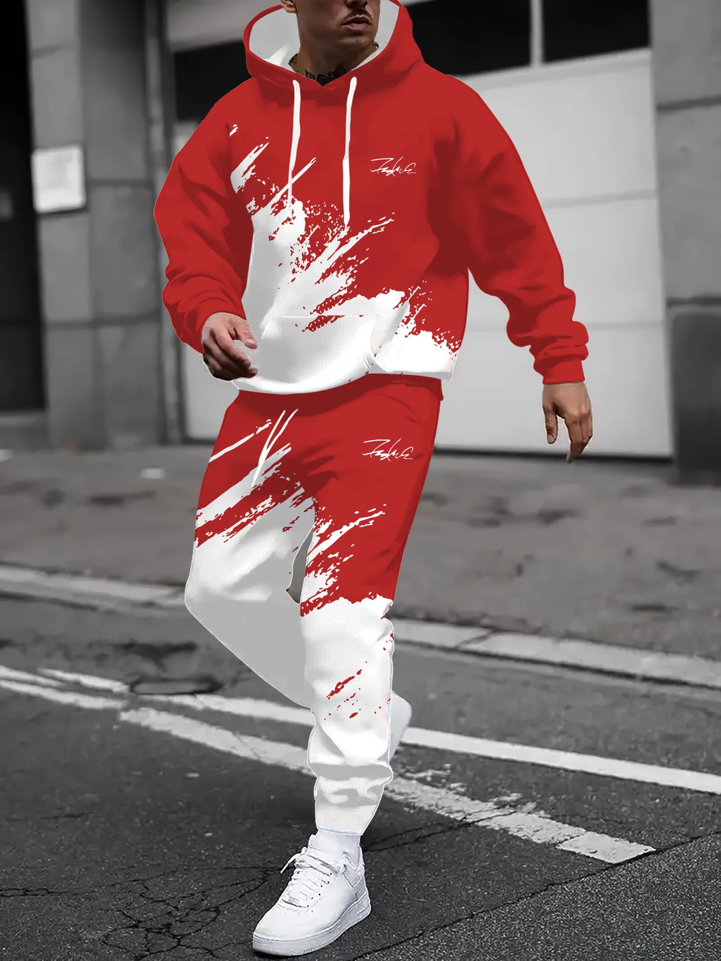 2025 Spring and Autumn, New Men hoodie set casual roller skating, 3D printed street men wear.